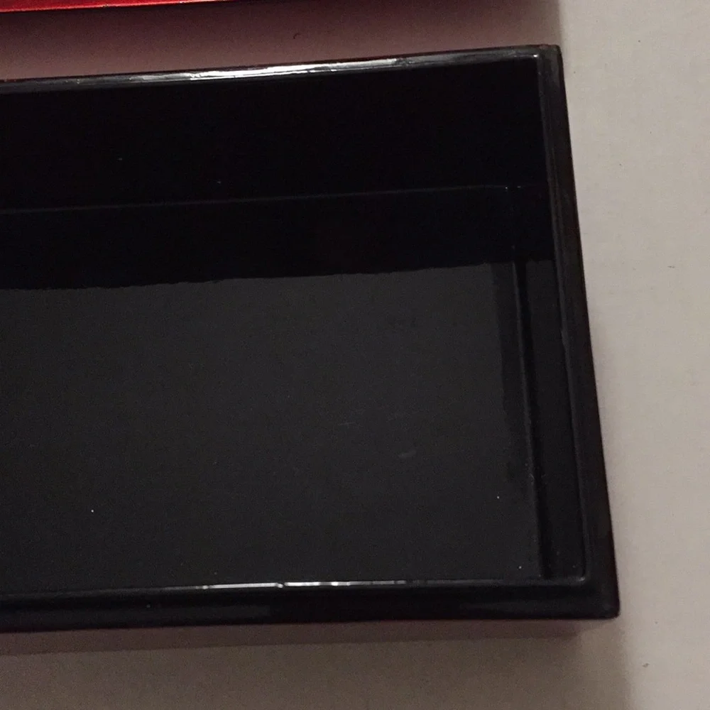 BOX AND TRAY SET Iridescent red lacquered 11” box & 9.75” tray festive holiday